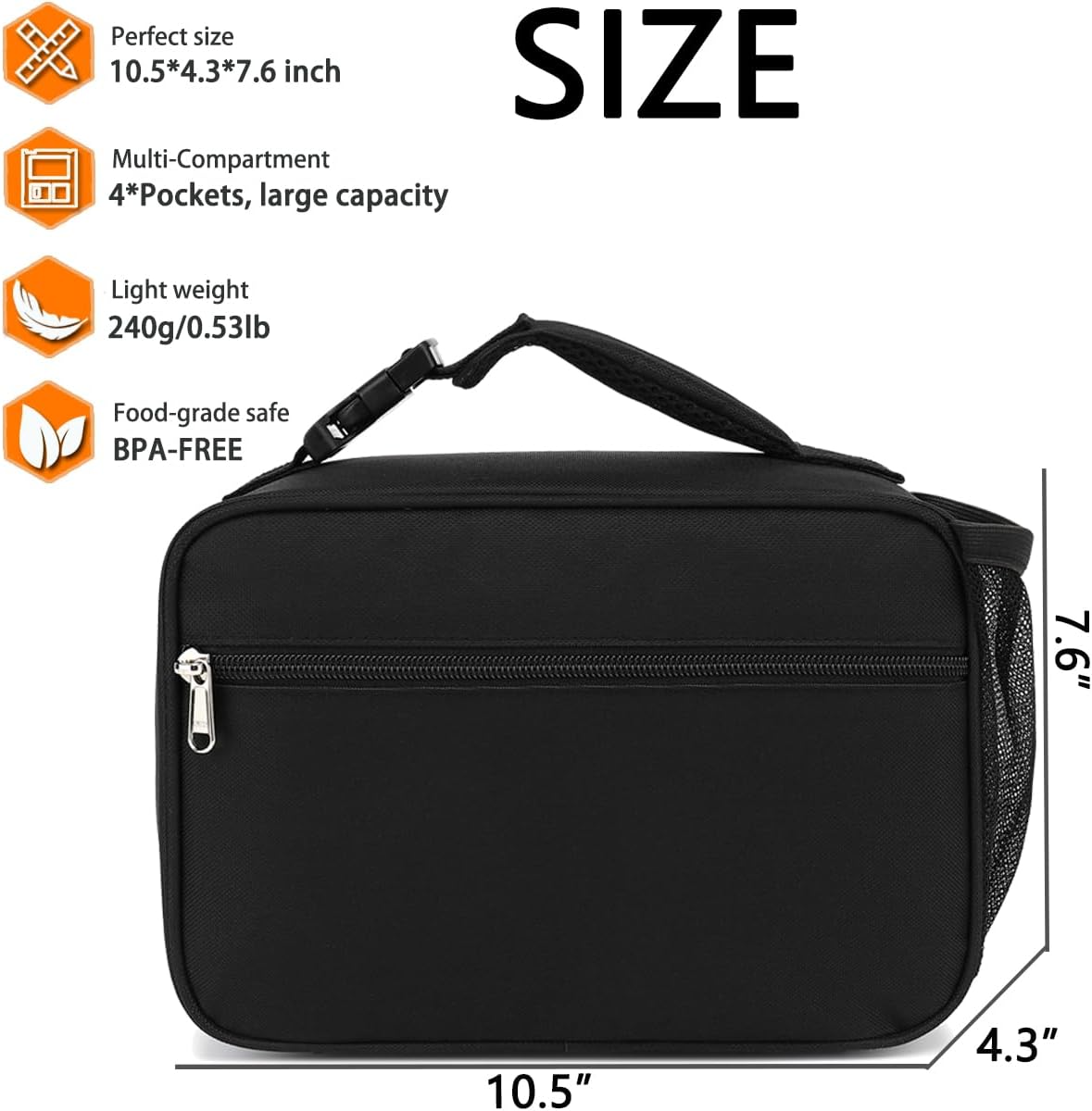 Insulated Lunch Box for School, Thermal Reusable Durable Freezable Lunch Bags for Kids Boys Girls Men Women - Small