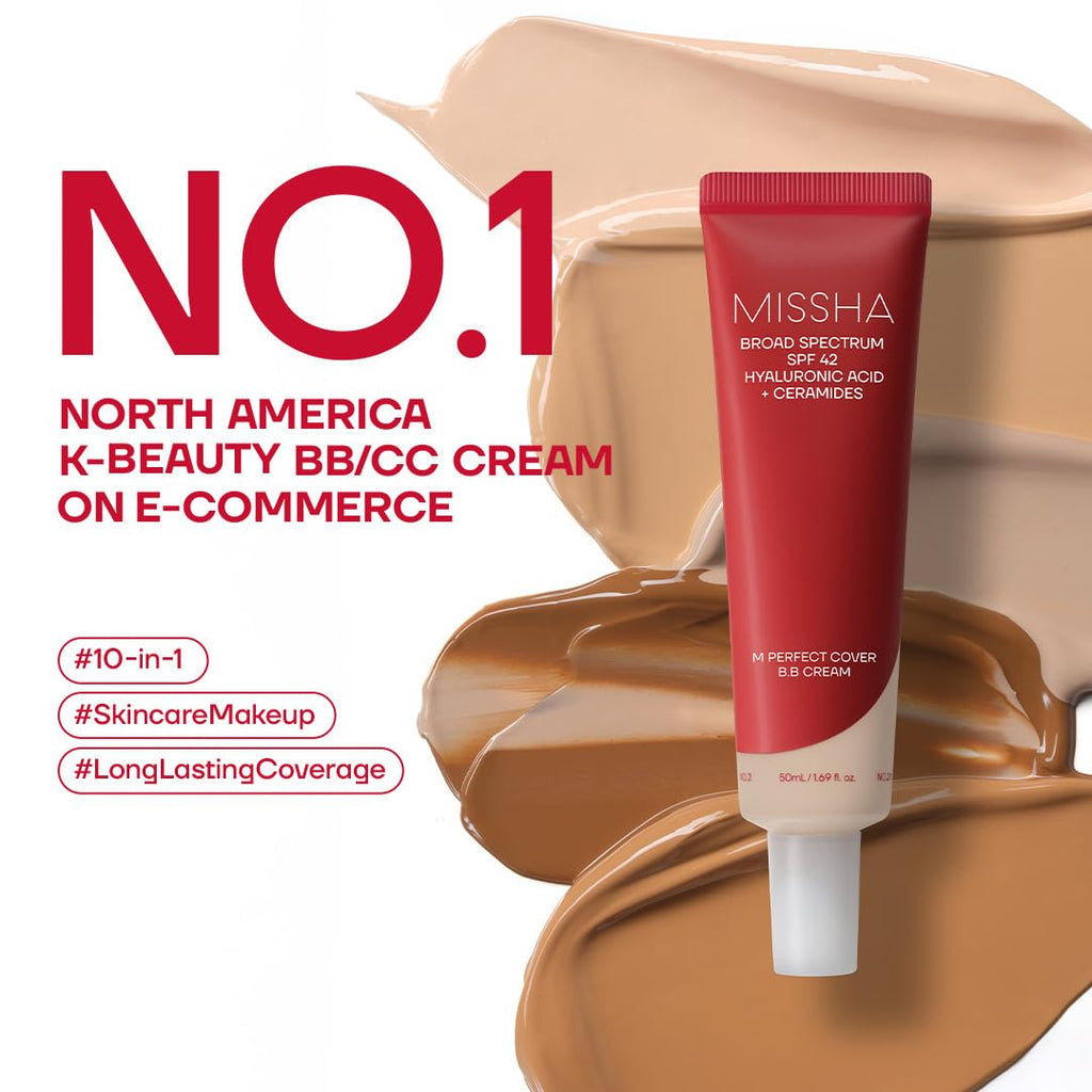 M Perfect Cover BB Cream No.21 Light Beige SPF 42 PA+++ 1.69 oz