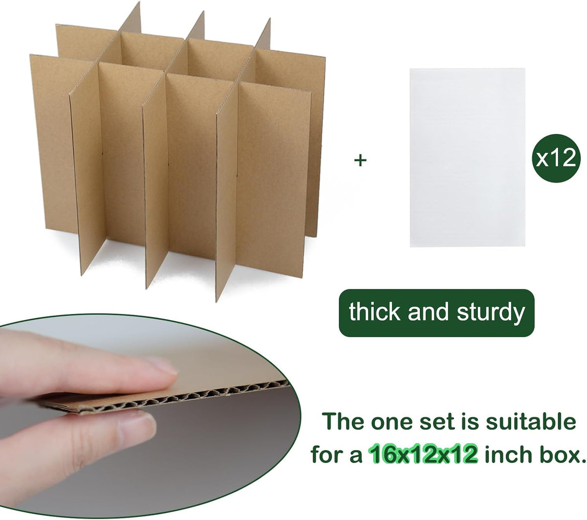 3 Set Glass Divider Kits for Moving Boxes, Kitchen Dish Packing Kit with 36 pcs Foam Pouches Fits in 16 x 12 x 12