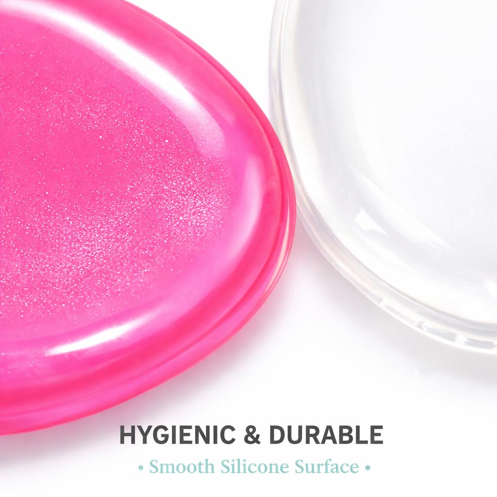 Silicone Makeup Sponge (2-Pack), Reusable Non-Absorbent Makeup Blender for Liquid, Cream & Powder, Latex-Free