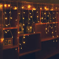 96 LED Icicle Lights for Outside,Warm White 11.4 FT Long | 16 Drops Connectable,8 Modes,Short Hanging Window String
