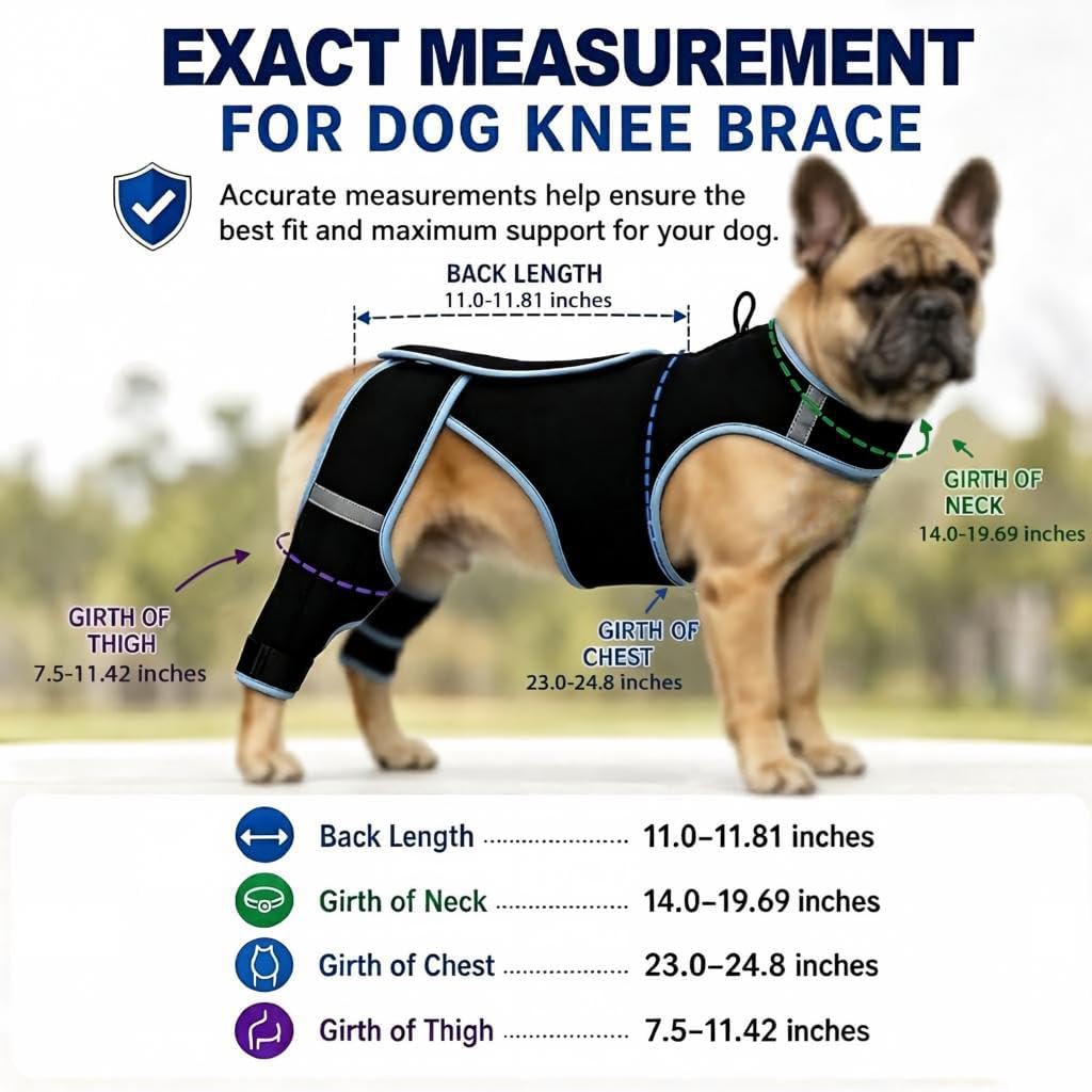 Dog Knee Brace Dog Knee Braces for Back Leg ，Adjustable Removable & Soft,for French Bulldogs, Pugs, ACL/CCL Brace