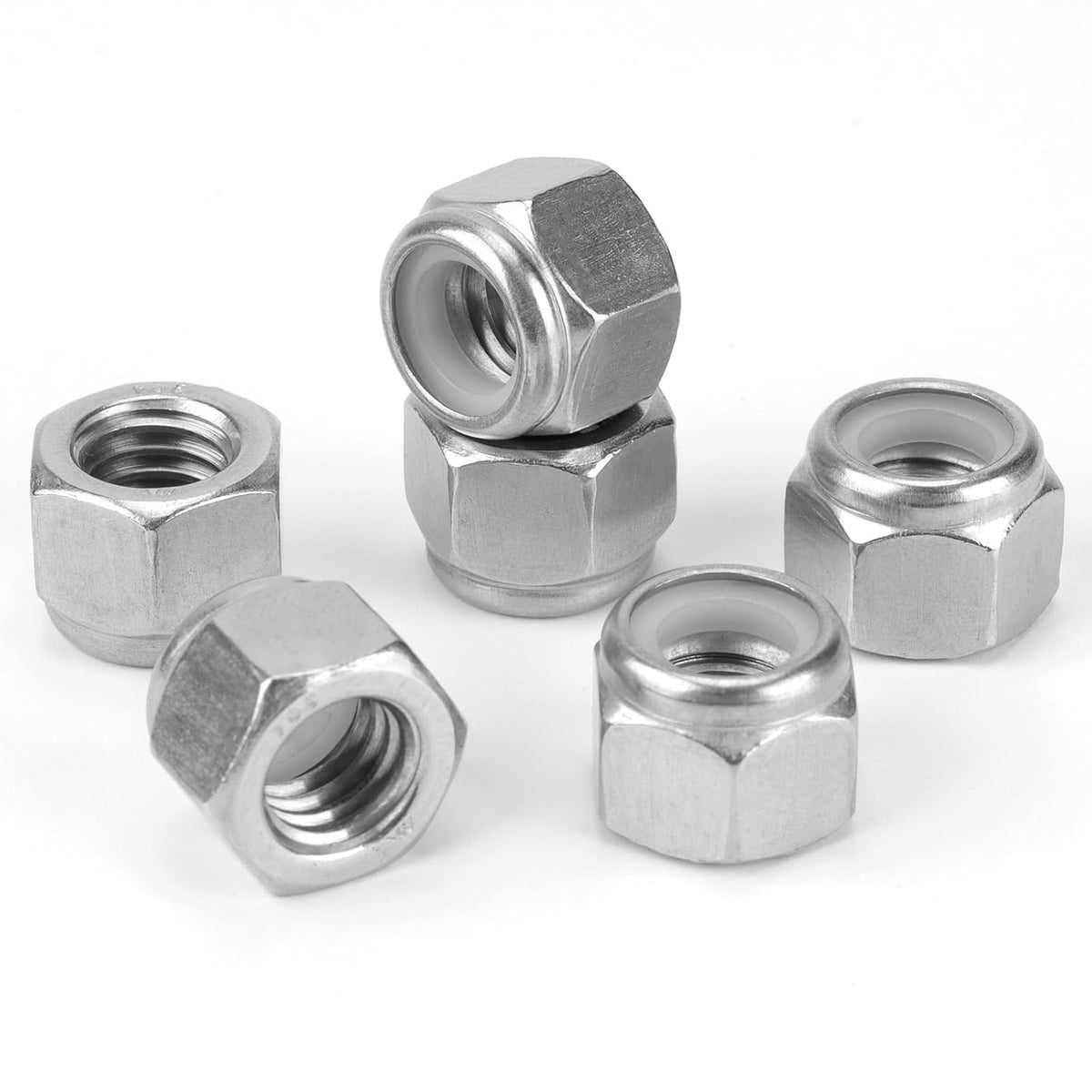 100 Pack 304 A2-70 1/4"-20 Nylon Lock Nuts