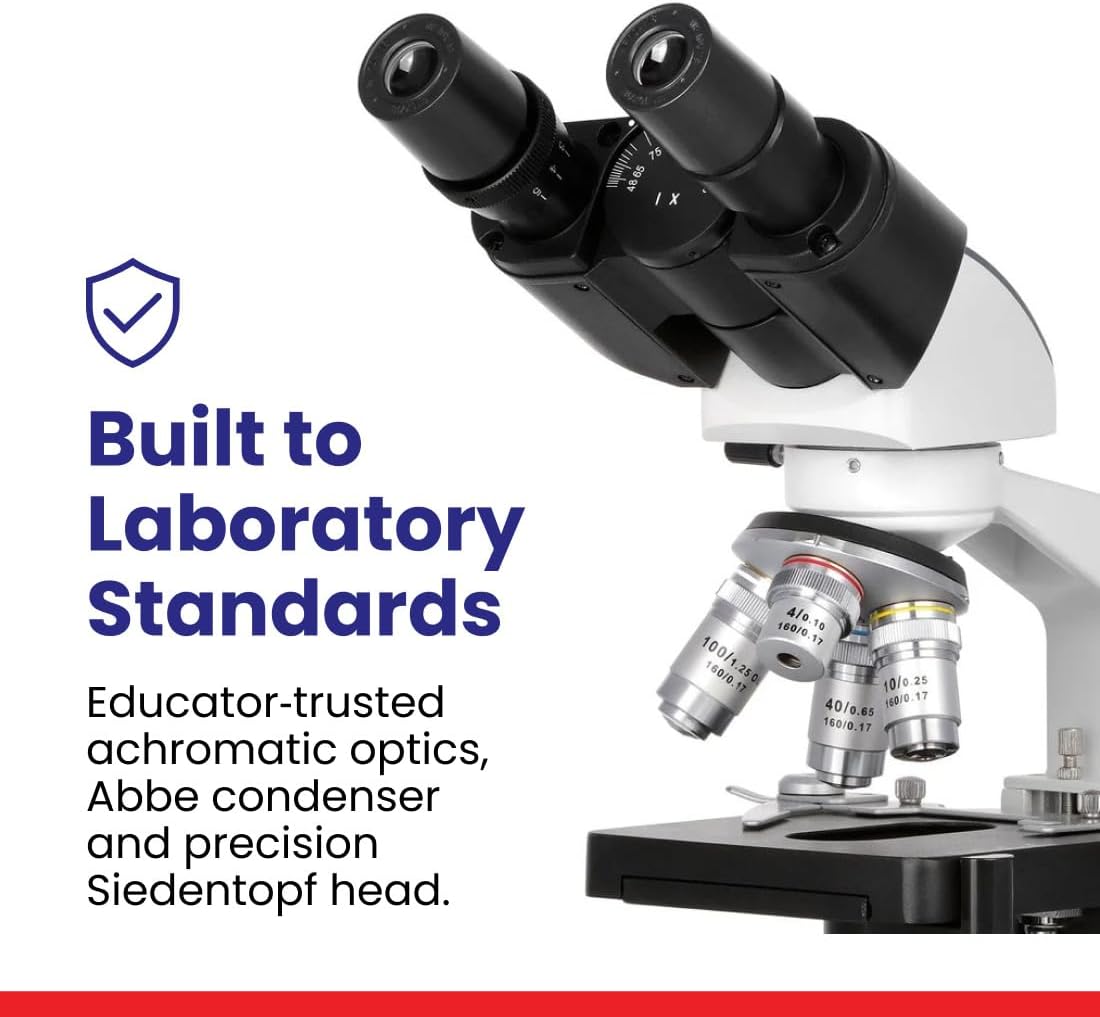 B120C-E5 Series & Professional LED Binocular Compound Microscope | 40X-2500X Magnification Range 5MP CMOS Sensor USB