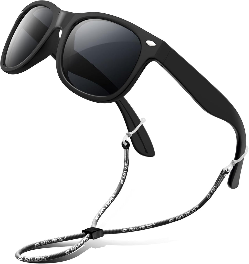 Kids Sunglasses Polarized UV400 TPE with Strap for Boys Girls RBK004 | Flexible rubber frame with UV protection and