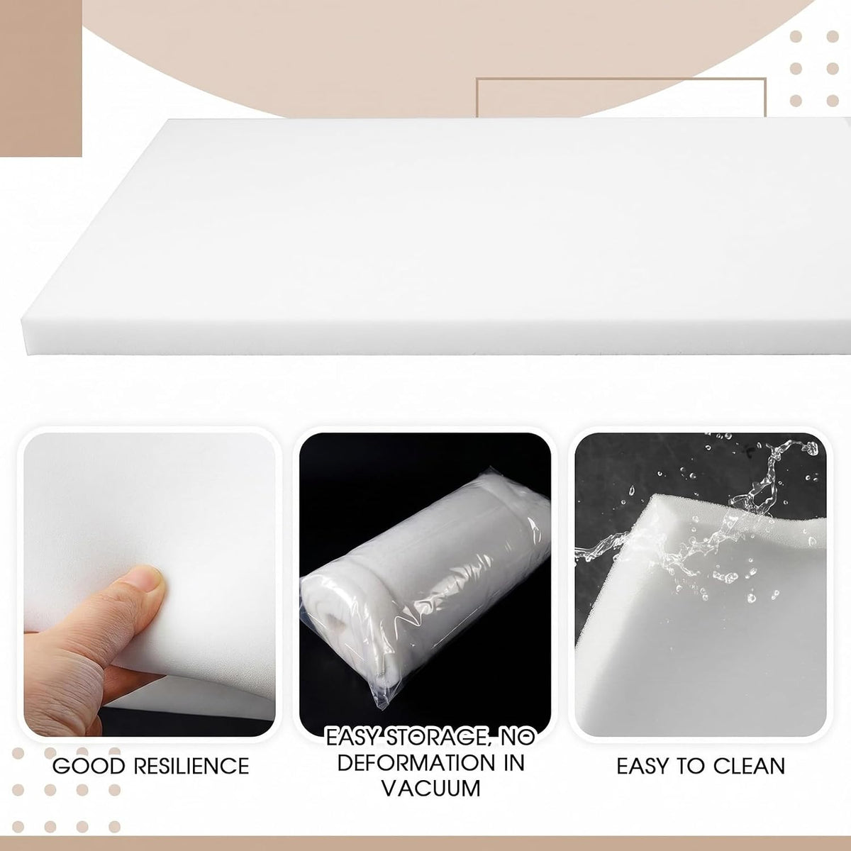 1 Pack Upholstery Foam Sheet, 1/4" X 24" X 72", White