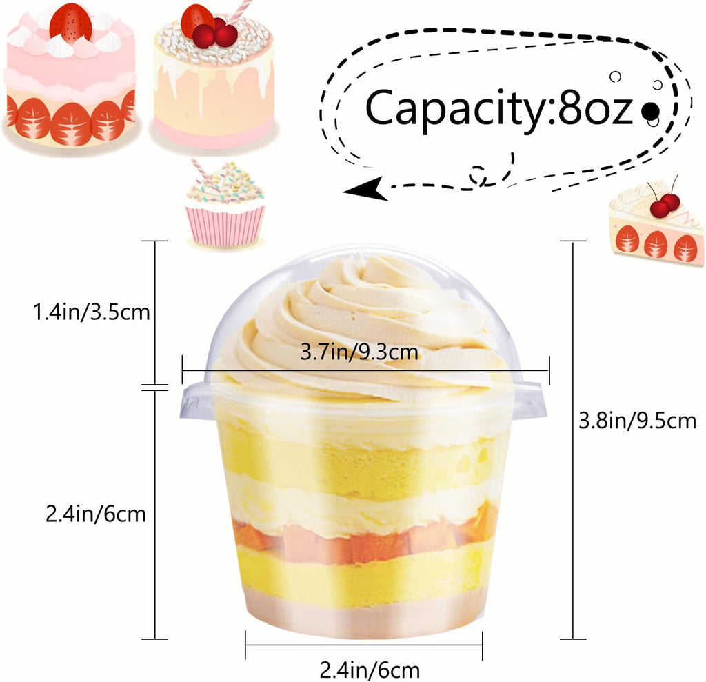 50 Pack 8 oz Clear Plastic Cups with Dome Lids(Hole in the Lid)