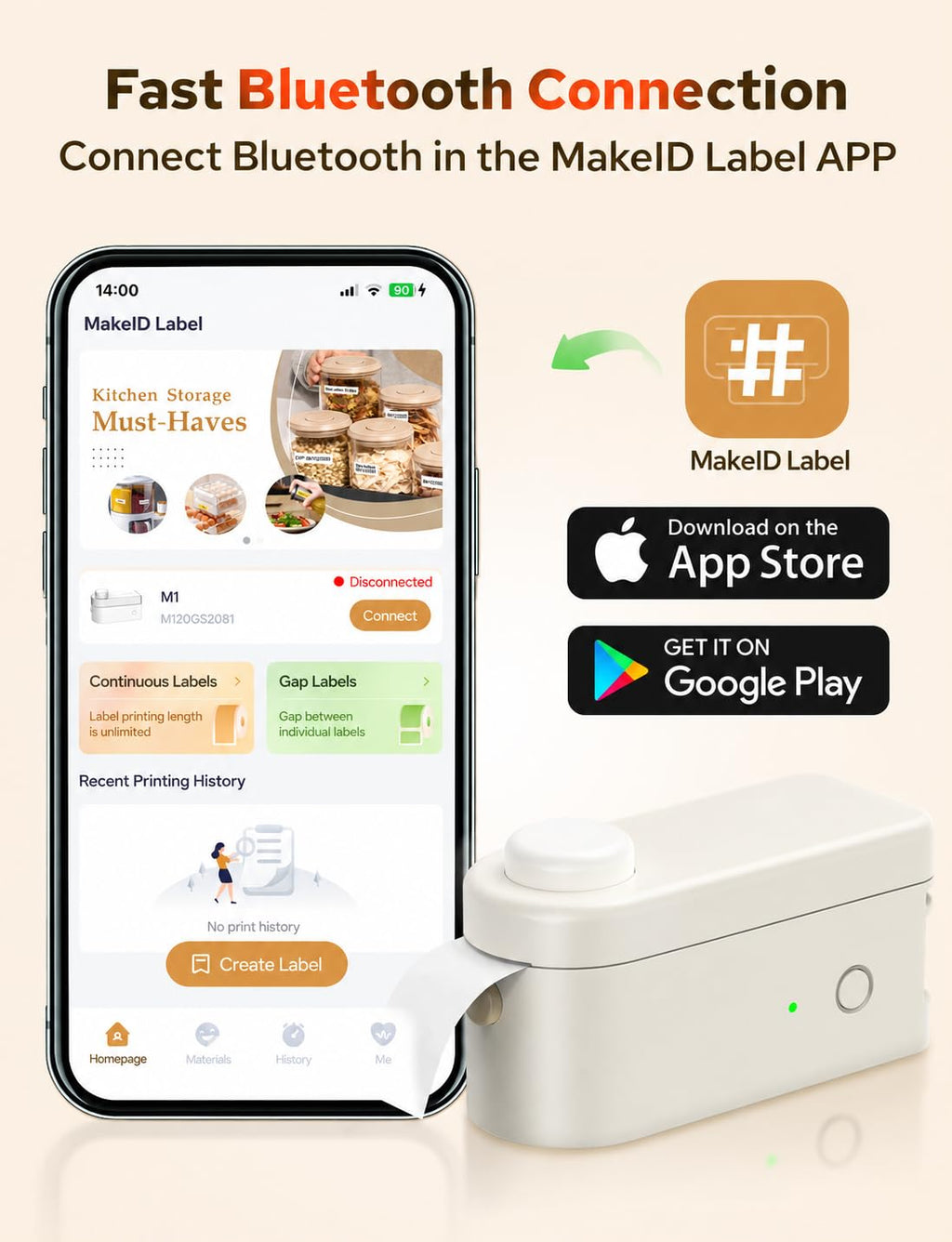 L1-C Bluetooth Label Maker with Tape Mini Rechargeable Label Printer