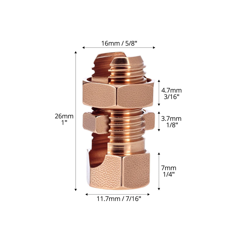 QWORK Grounding Split Bolt Connector, 6 Pack 6-10 AWG Solid Copper Ground Wire Clamp, High Conductive Copper