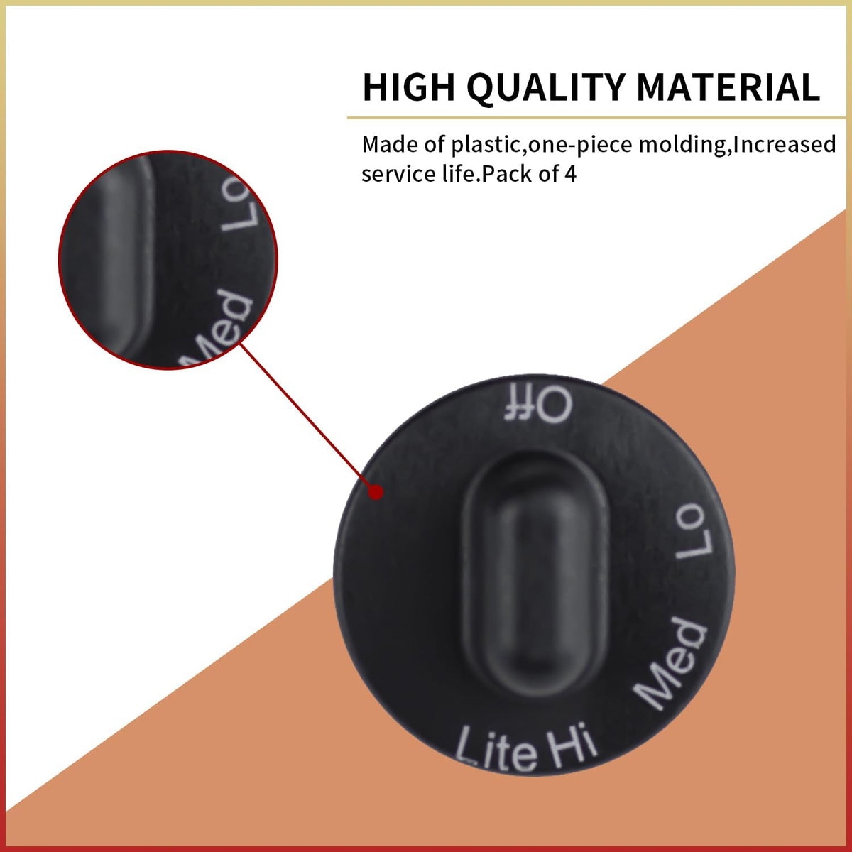 4 Pack 71001641 Stovetop Knobs Range Cooktop Top Burner Control Knob Replacement Knobs Compatible with Some Jenn Air Stove top knobs AP4088491 PS2077264 WP71001641 Black