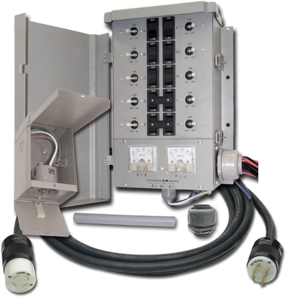 EmerGen Transfer Switch Kit - 30 Amp, 10-Circuit, 10-Foot Cord, 7500 Watts
