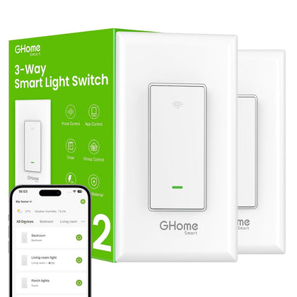 Switch, 3 Way Light Wi-Fi Switch Compatible with Alexa and Google Home, 2.4GHz Schedule Timer, Neutral Wire Required