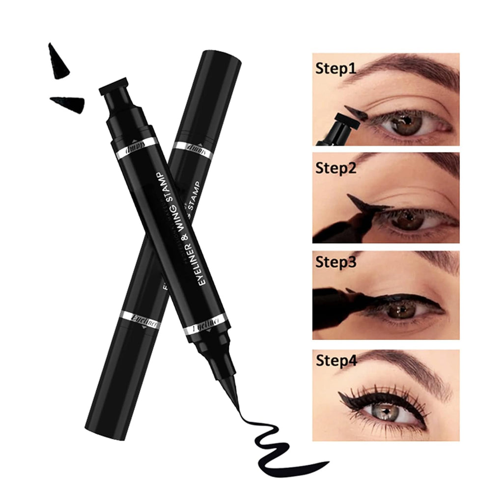 Mascara Eye Liner Eye Makeup Set Waterproof Liquid Eye Liner Stamp Mascara Black volume and length Eyelash Quick