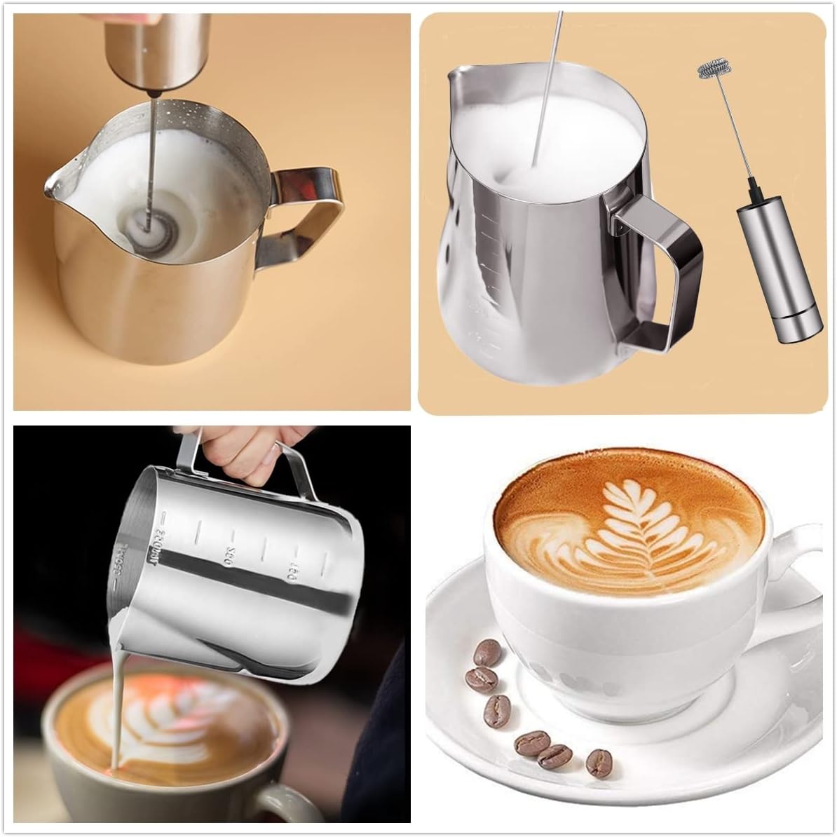 Milk Frother Handheld Battery Operated, Coffee Frother for Milk Foaming, Latte/Cappuccino Frother Mini Frappe Mixer