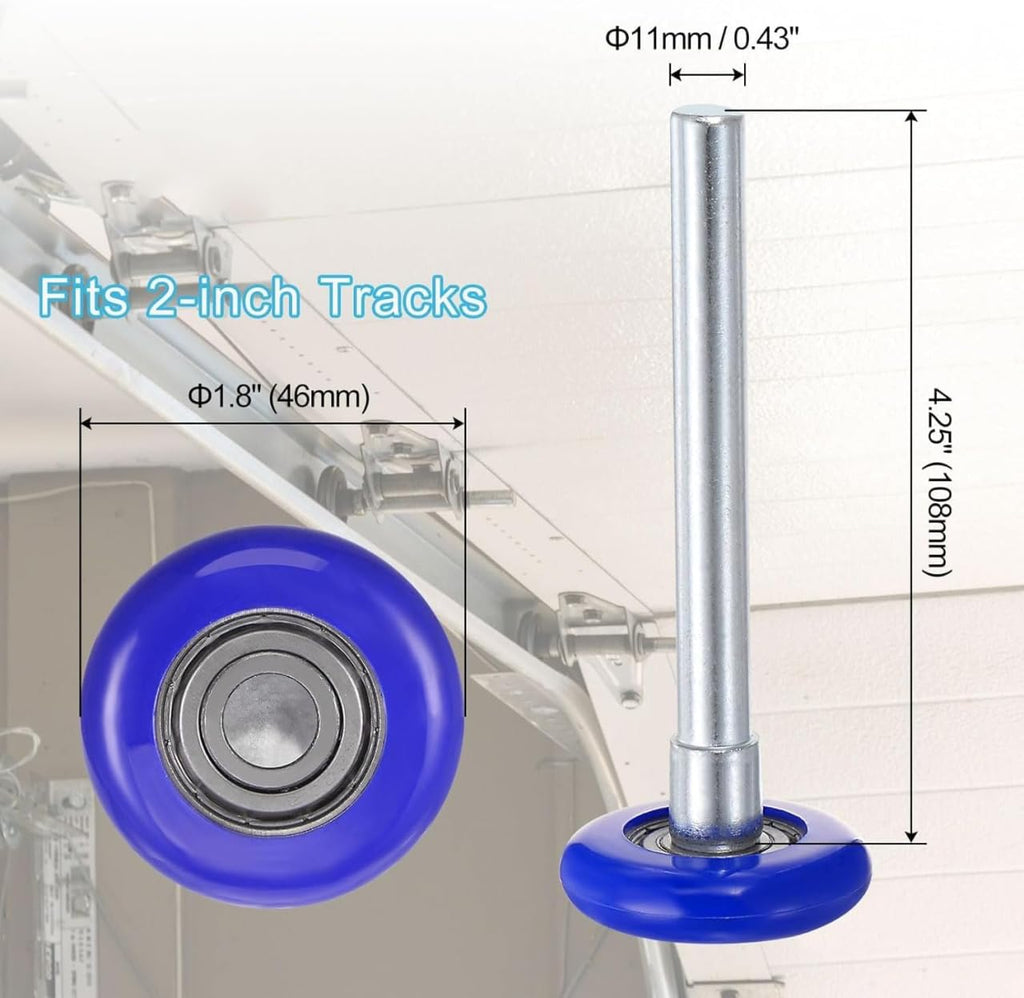 Durable 1.8 Inches Nylon Garage Door Rollers 6200ZZ 10 Ball Bearing 4.25 Inches Stem (4.25" Stem20Pack, 20)