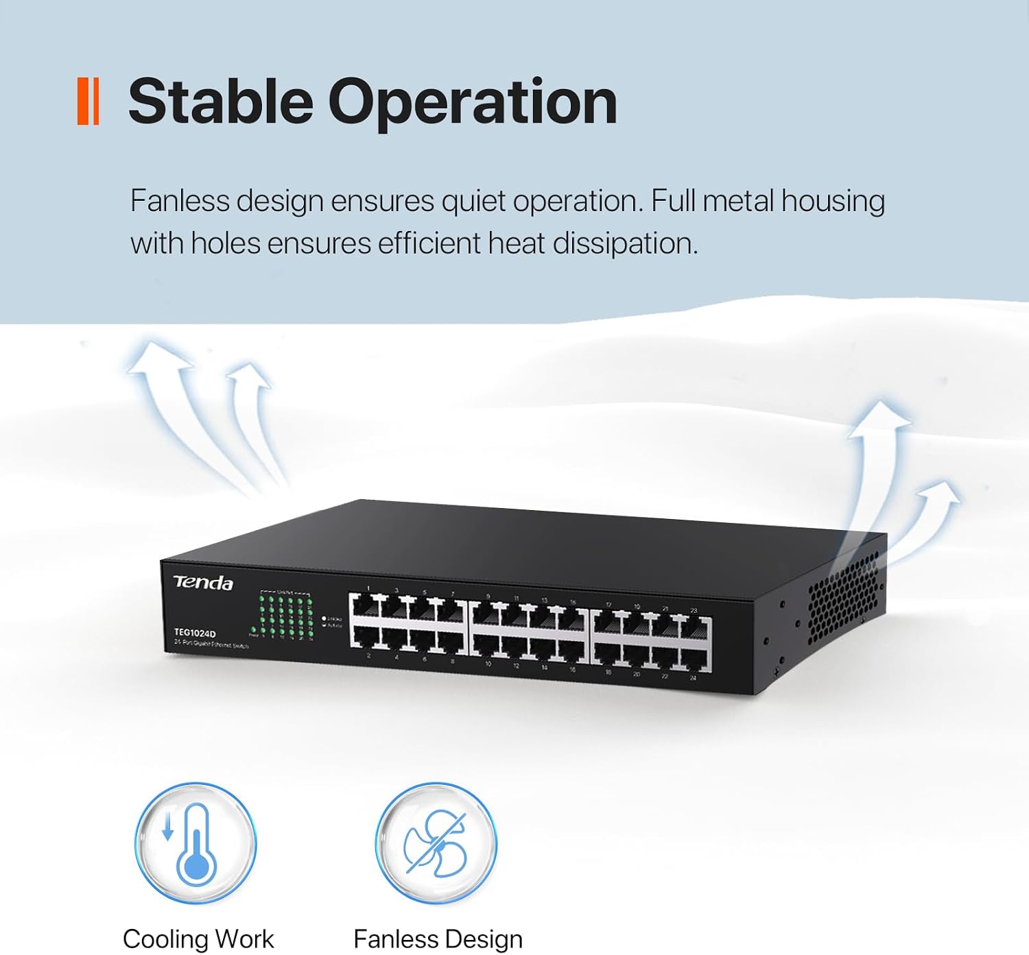 24 Port Gigabit Ethernet Switch | Rackmount Network Switch | 24*10/100/1000Mbps Shielded Ports | Unmanaged | Plug &