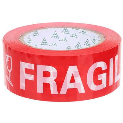 Fragile Warning Tape 1 Roll Bright Red Plastic Packing Tape for Moving