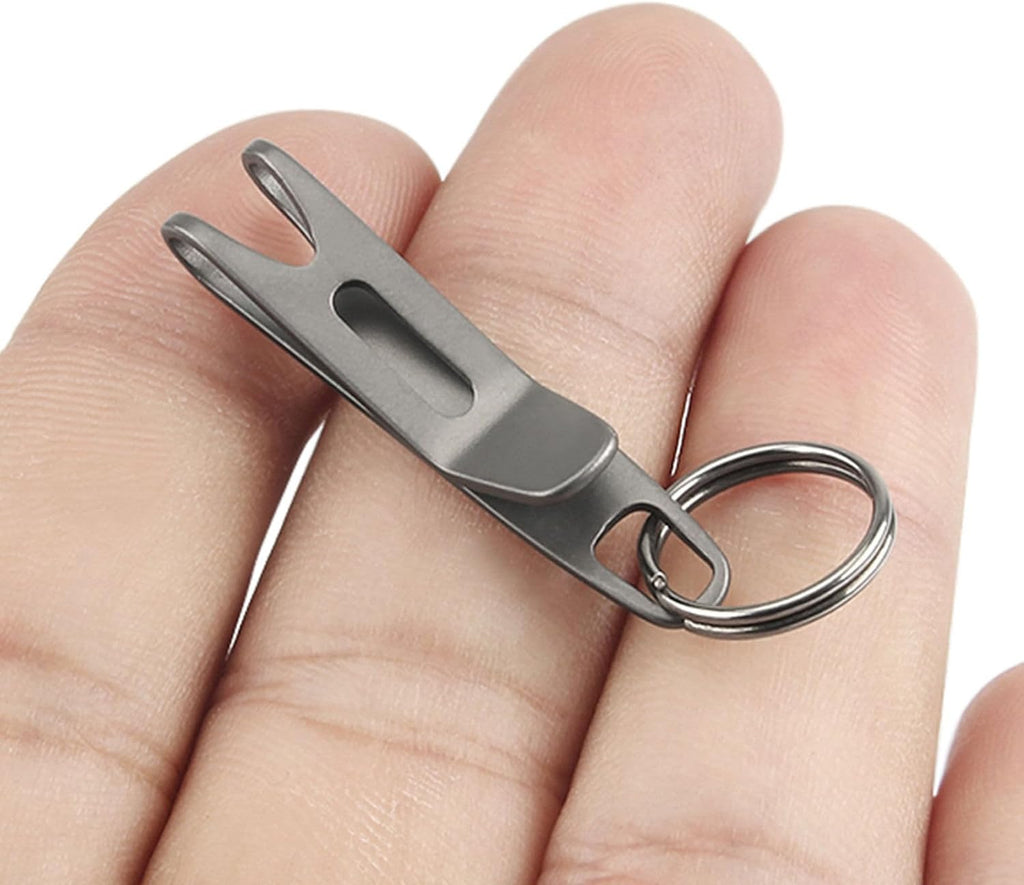 Mini Titanium Alloy Clasp with Key Ring, Pocket Suspension Clip | Outdoor Titanium EDC Carabiner, Gear Hanger Tool