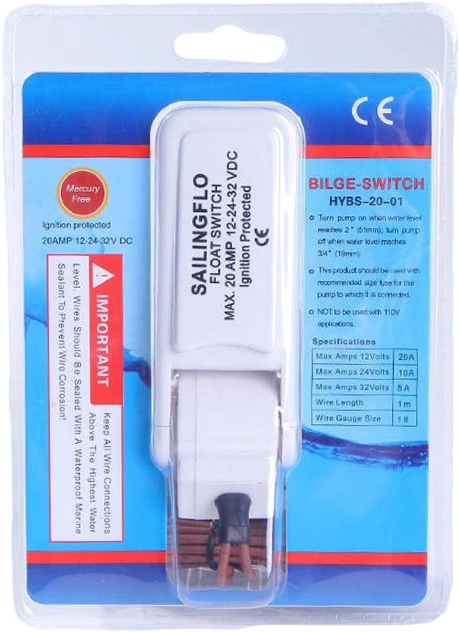 Bilge Pump Float Switch, Water Level Controller for Marine Boat RV Yacht