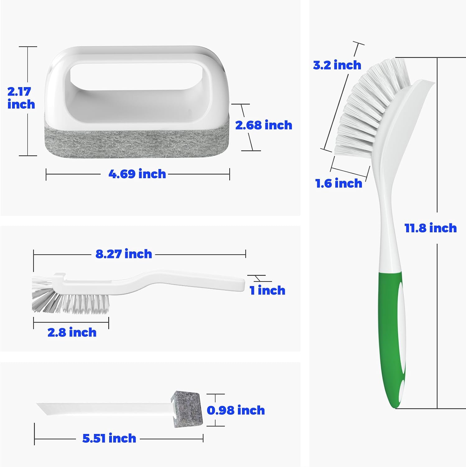 6 Pack Dish Brush with Handle Kitchen Cleaning Brush Set for Pot, Pan, Kitchen Sink (Green)