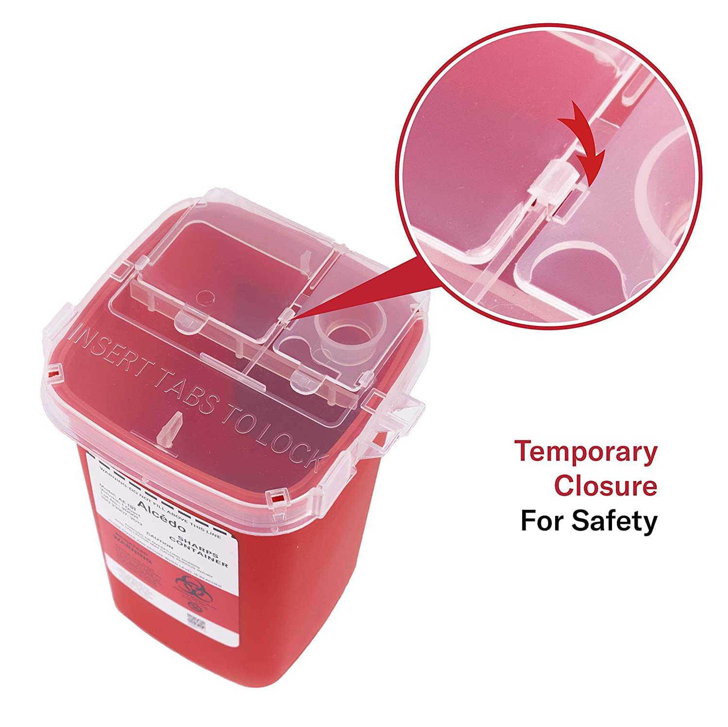 1 Quart Sharps Container (1-Pack) for Needle & Syringe Disposal | Small & Portable, Built-In Needle Removal Port