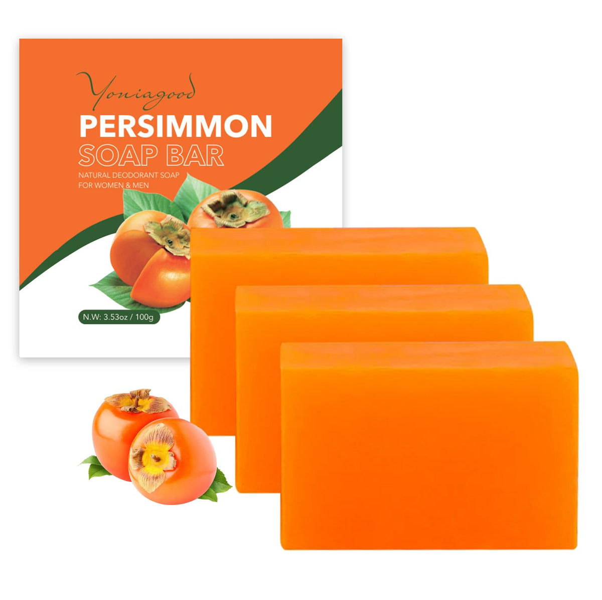 3 PCS Persimmon Soap for Body Odor Control, Old People Smell