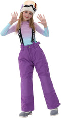 Kids Winter Ski Pant Snow Bibs Boys Girls Snow Trouser Waterproof Windproof Snowboard Warm Detachable Shoulder Straps