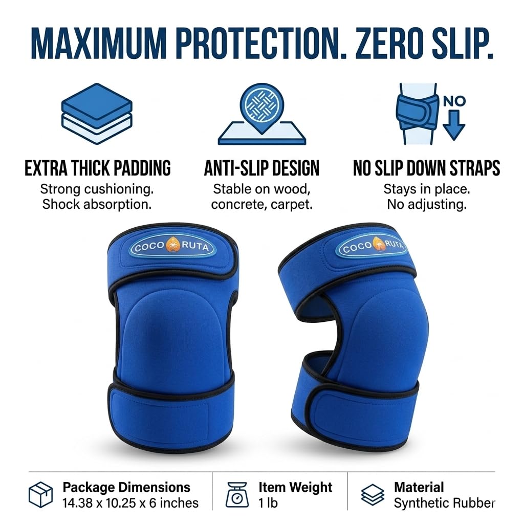 Knee Pads for Men and Women – Extra Soft Knee Pads with Extra Cushion, Non Slip Kneeling Pads for Flooring