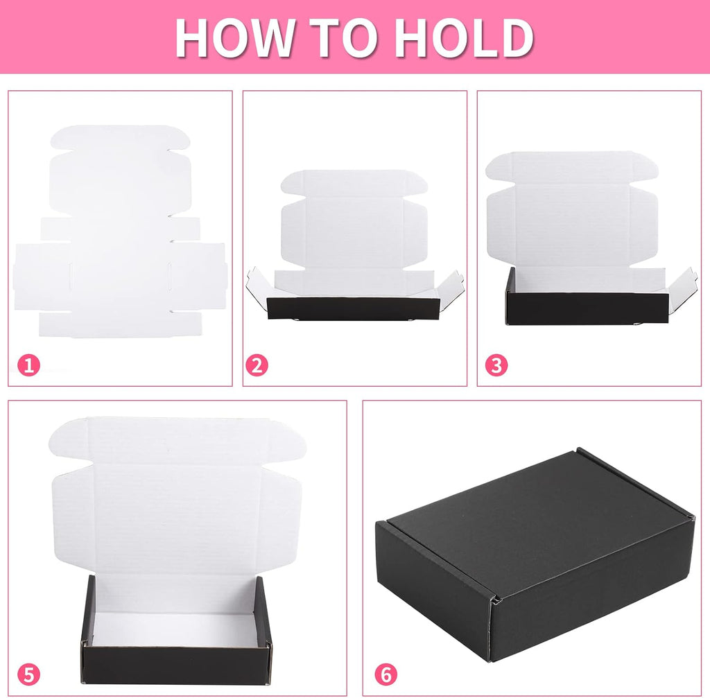 50 Packs Shipping Boxes, Cardboard, Black, 6 x 4 x 1.6 Inches