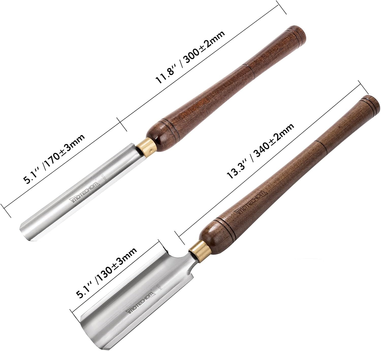 2-Piece HSS Roughing Gouge Wood Turning Lathe Tools Set | Pre-sharpened high speed steel blades maintain sharp edges