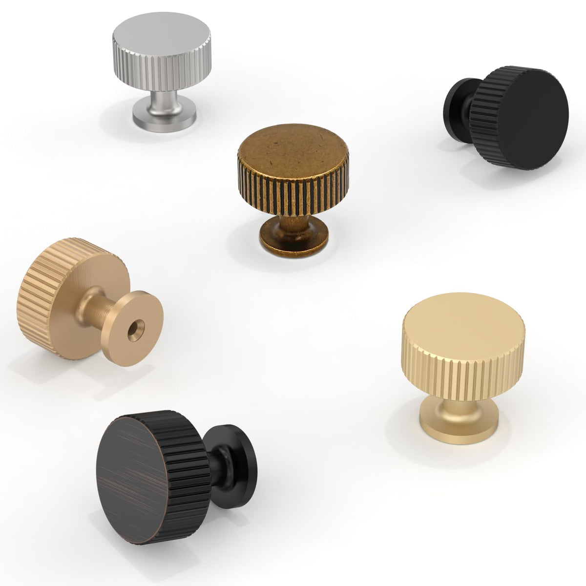 10 Pack Brushed Gold Cabinet Knobs 1-1/10 Inch(28mm) Single Hole Cabinet Pulls Round Kitchen Cabinet Knobs Drawer Knobs