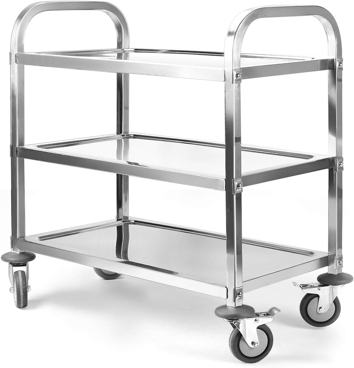 3 Tier Kitchen Rolling Cart, Stainless Steel, 37 x 20 x 37 Inch