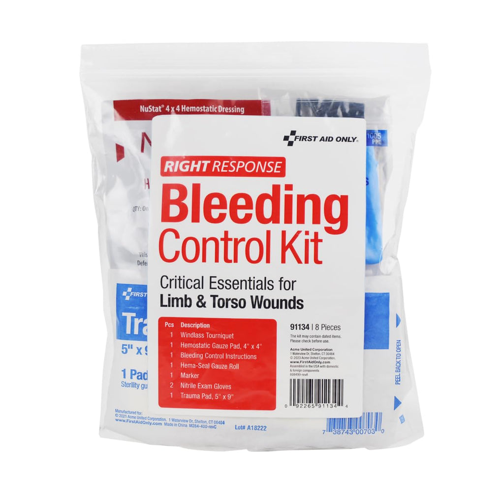 91134 Critical Essentials Bleeding Control Kit for Limb & Torso Wounds, 8 Pieces
