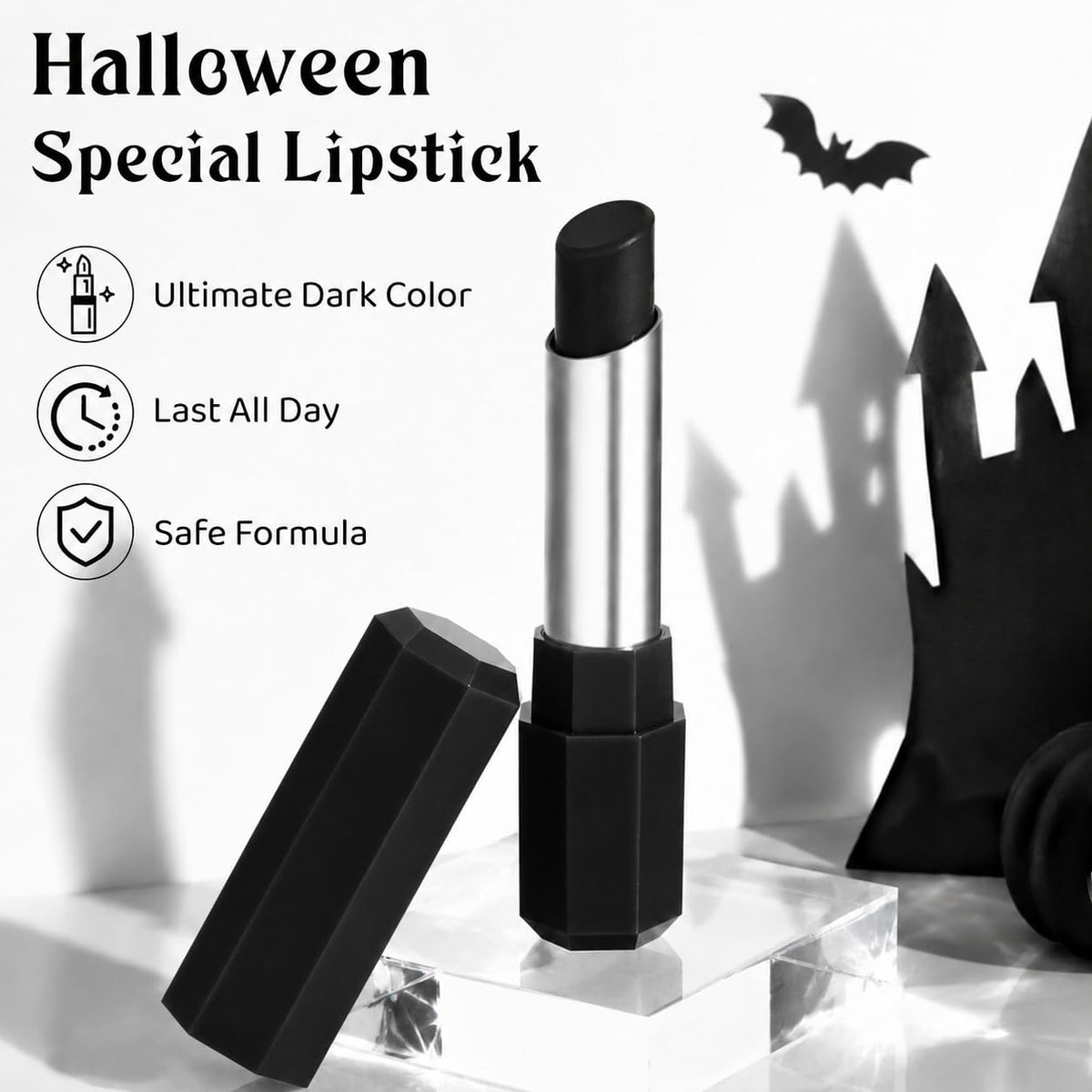 Halloween Black Lipstick,Cream Matte Lipstick Face Paint Stick