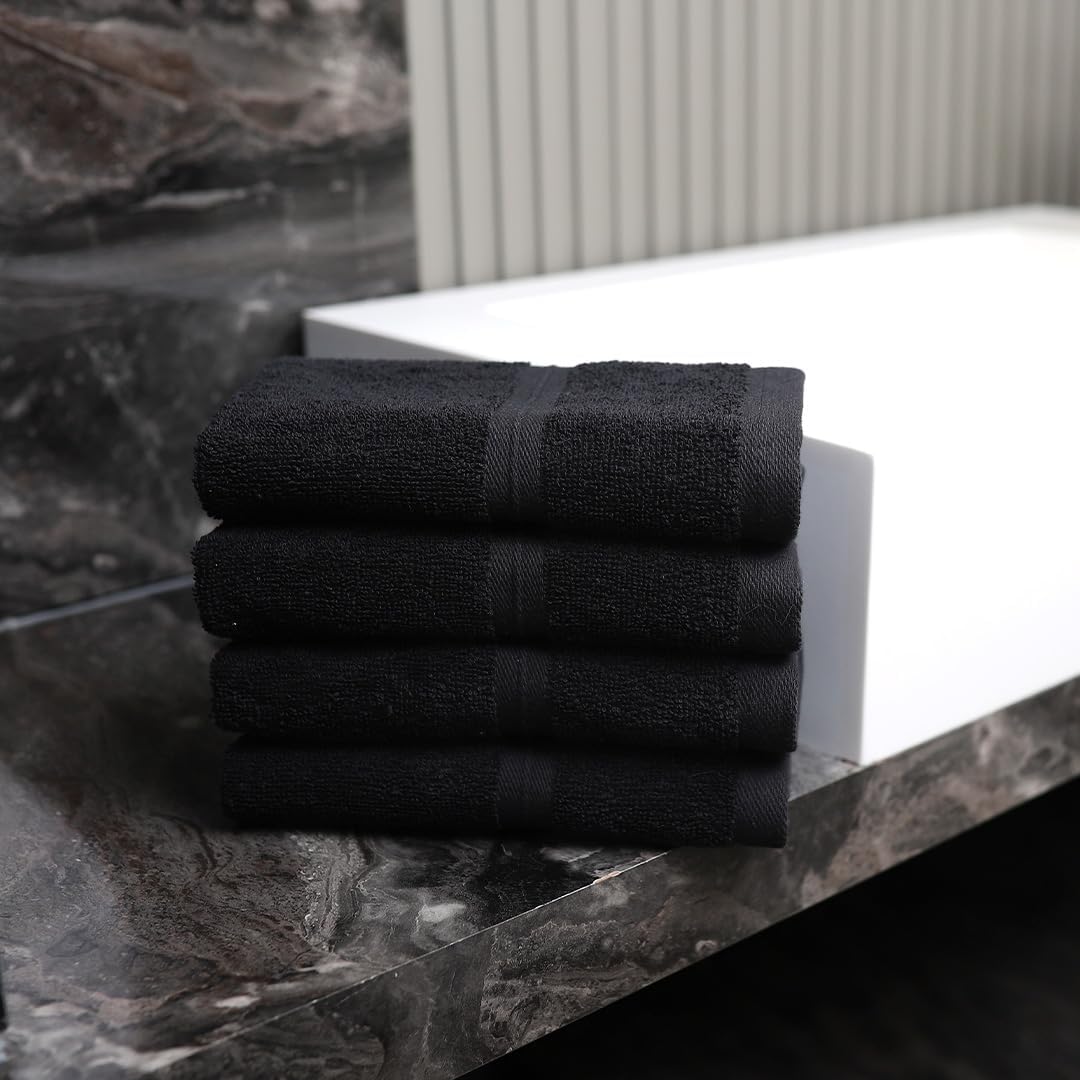 Fluffy & Super Soft Washcloths Set of 4 (12" x 12") - Hotel Quality - Perfect as, Hotel Towels, Face Washcloths, Face