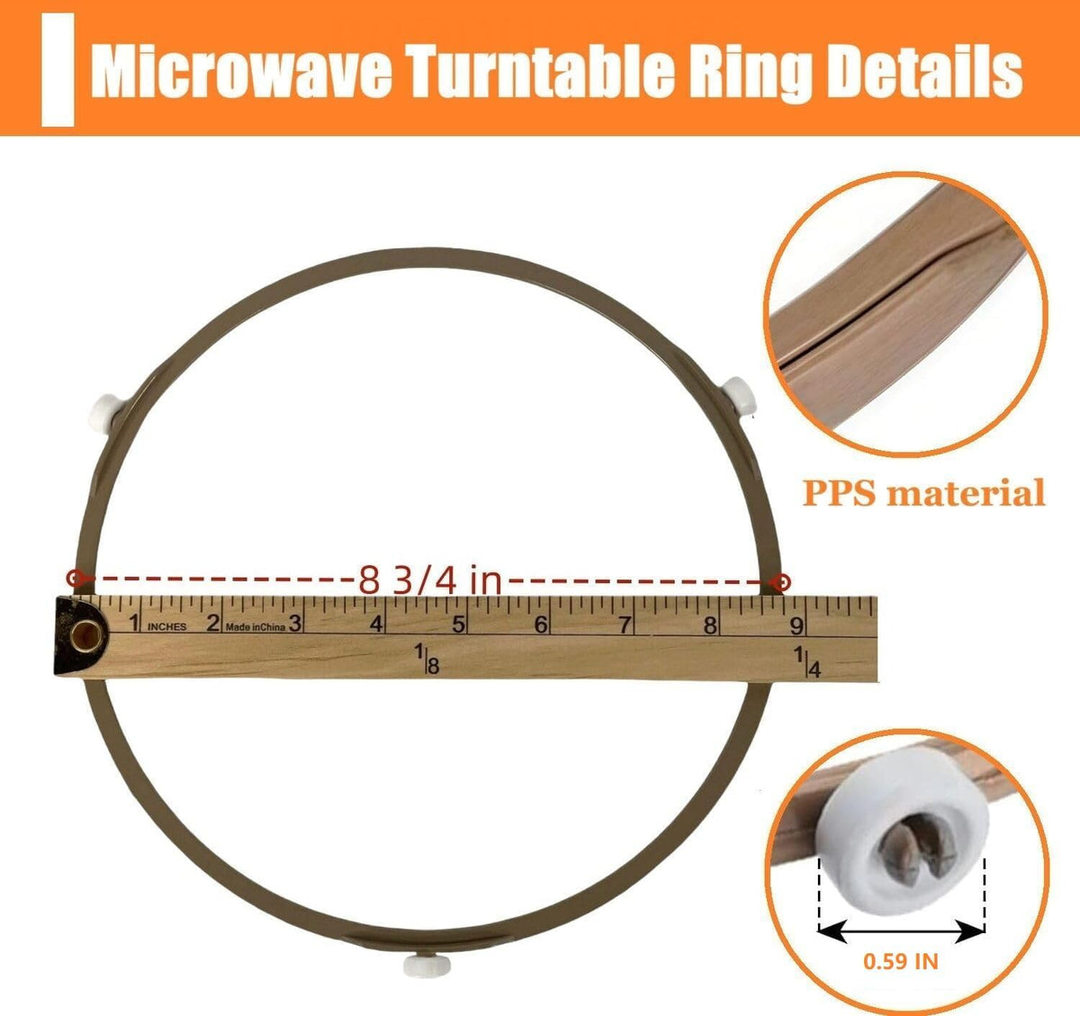 DE72-60196/De61-01603 Microwave Turntable Guide Roller Ring fits for GE Samsung DE92-90189V, DE92-90189S, MS14K6000AS, Me21h706mqs, MS11K3000AS, JVM1860SF001, JVM1851DM4BB