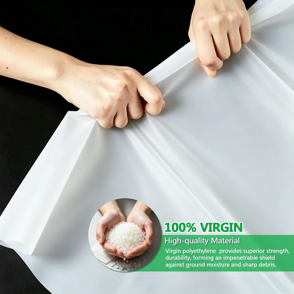 White Crawl Space Vapor Barrier, 12x100FT 10 mil Plastic Sheeting