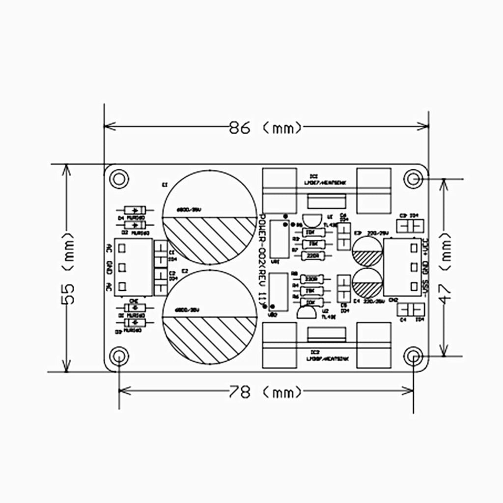 LM317 LM337 TL431 High Precision Linear Regulated Power Supply