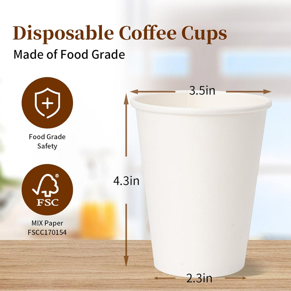 12 oz 500 Pack Disposable Coffee Cups, Paper Cups, Hot Cups