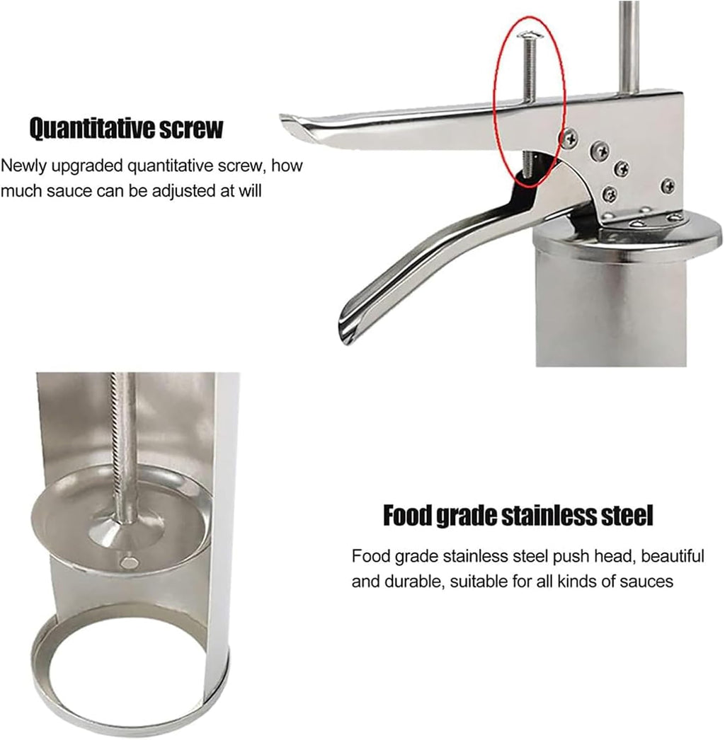 Burger Sauce Dispenser, Quantitative Sauce Gun with Squeeze Bottles, 650ml Salad Dressing Dispenser for Precise