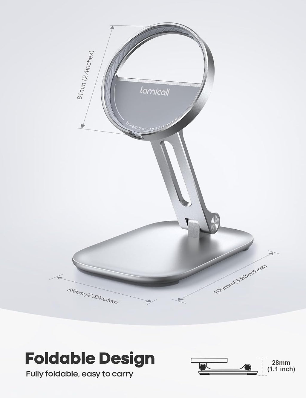 Phone Stand for Apple 15W MagSafe Charger - Dual Hinge Collapsible Adjustable Charging Holder Dock for Desk
