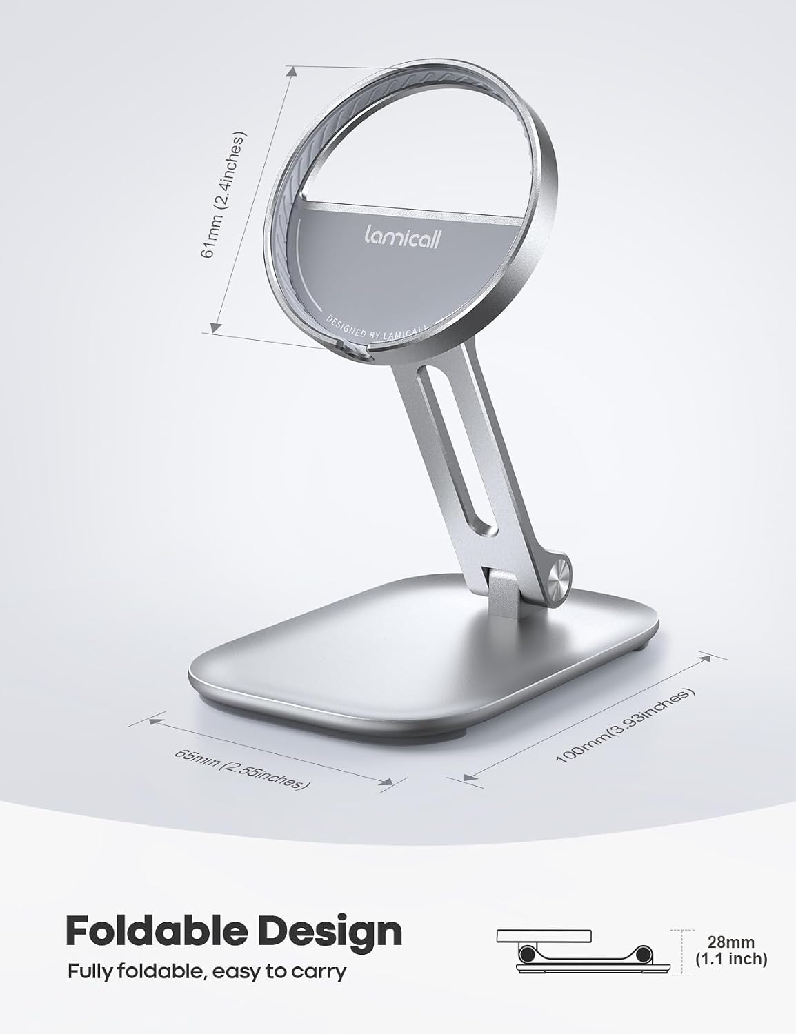 Phone Stand for Apple 15W MagSafe Charger - Dual Hinge Collapsible Adjustable Charging Holder Dock for Desk