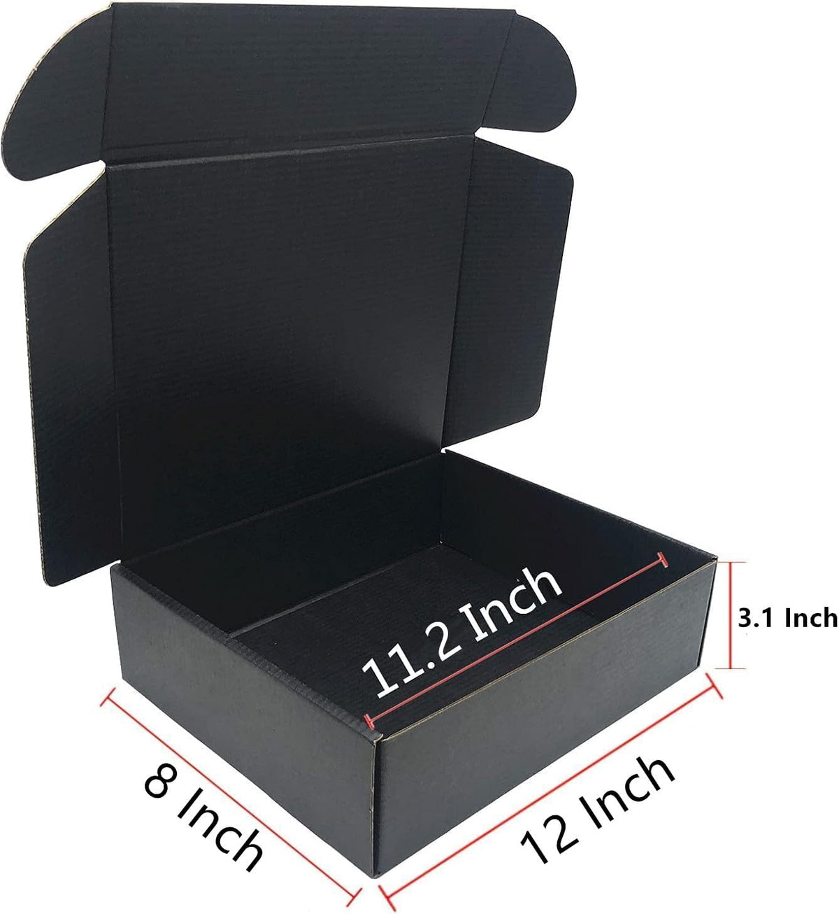 Black Shipping Boxes 12 x 8 x 3.1 Inch Cardboard Storage Mailer Box 15Pack