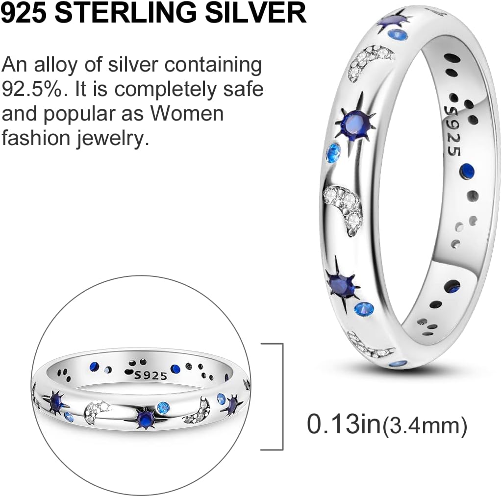 925 Sterling Silver Ring for Women,Eternity Gorgeous Rings Stackable Rings for Women as Gifts Ring Size 4-11