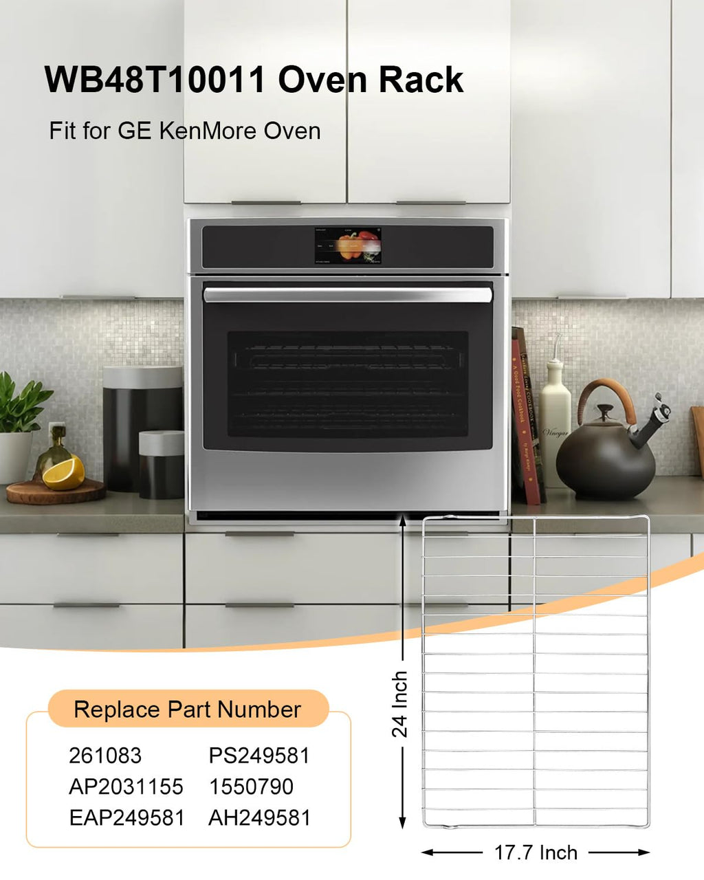 2 Pack WB48T10011 Oven Rack Fit for Range GE KenMore Oven, 24" x 17.7"
