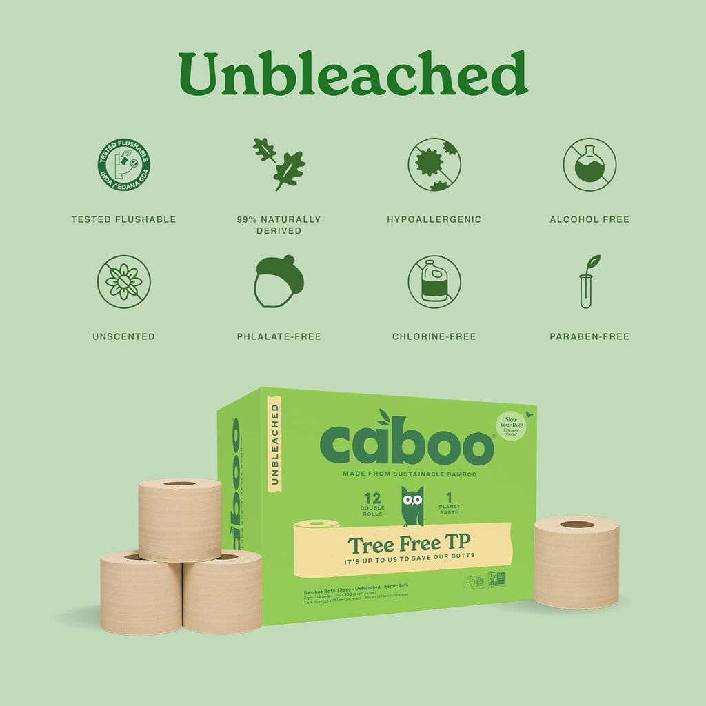 Tree Free Toilet Paper, Unbleached, Plastic Free, 12 Rolls