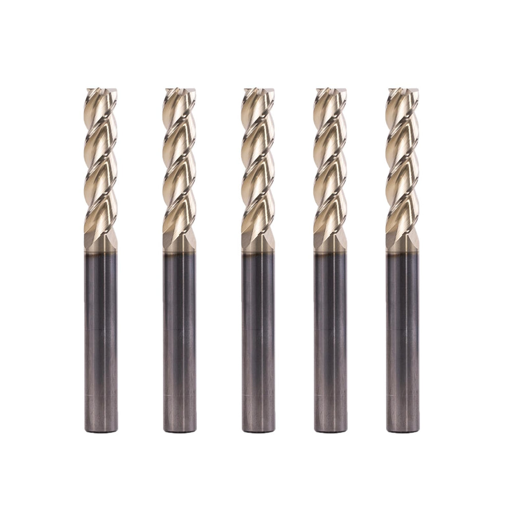 XYunEnZ 1/4" 3-Flute Square End Mill ZrN Coated Carbide, 5Pcs