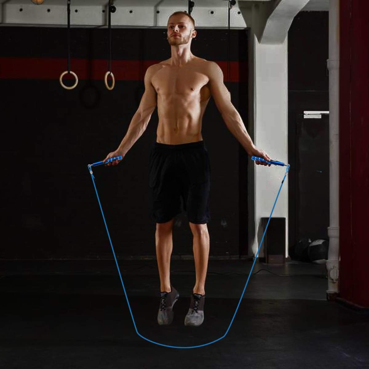 Jump Rope, Wastou Speed Jumping Rope for Training Fitness Exercise, Adjustable Adults Workout Skipping Rope for Men