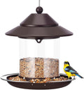 Bird Feeders for Outdoors, Hanging Small Metal Roof Bird Feeder with Clear Tube Seed Capacity for Viewing Cardinal