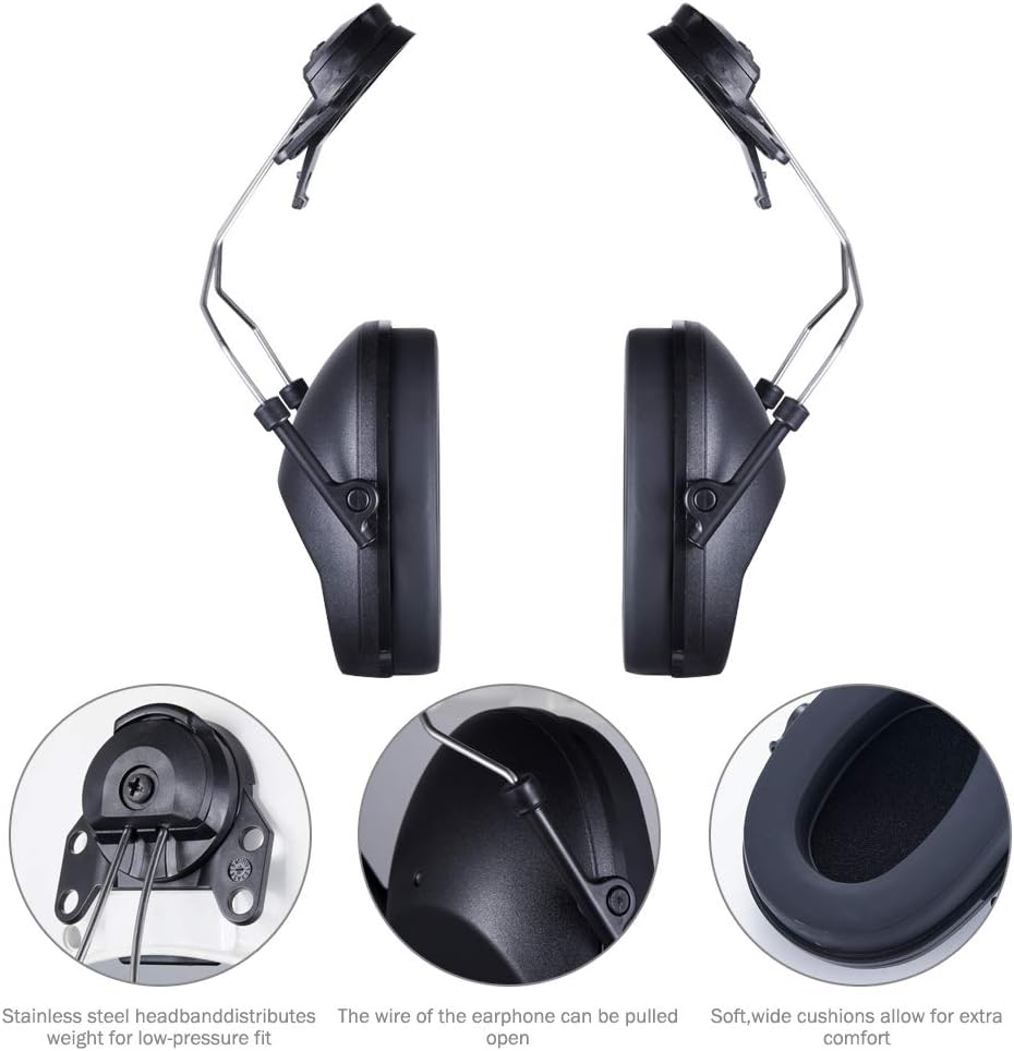 Noise Cancelling Helmet Attachable Ear Muffs Blocking Sound Reduction Ear Protection for Construction Site,Adaptors